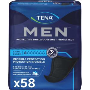 Tena Men Light Incontinence Protective Shield for Men, Bladder Control, Discrete, Light Absorbency, 58 Count(58 Count)