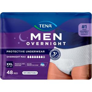 Tena Men Protective Incontinence Underwear Overnight Max Absorbency, L, 56 Ct, 34-44in (Packaging May Vary)(XX-Large)