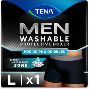 Tena Men’s Washable Protective Boxers, Light Absorbency, Large, Black, 1 Count(Large)