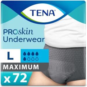 Tena ProSkin Large Gray Adult Male Moderate Absorbency Protective Disposable Underwear, 72 Count(Large)