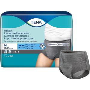 Tena ProSkin Large Gray Adult Male Moderate Absorbency Protective Disposable Underwear, 72 Count(Medium)