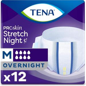 Tena ProSkin Overnight Incontinence Adult Diaper for Women & Men, Stretch, Brief, Medium, 12 Count, Packaging May Vary(Medium)