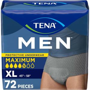 Tena Protective Adult Incontinence Underwear for Men, Maximum, S/M, 80 Count (Waist Size 25in-34in)(X-Large)
