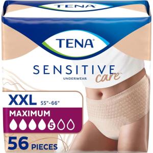 Tena Sensitive Care Adult Incontinence Underwear for Women, Maximum, XL, 72 Count (Waist Size 45in-58in)(2X-Large)
