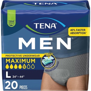 Tena Men Protective Underwear for Men, Maximum Absorbency, Better Fit, Adult Diaper, Large, 20 Count