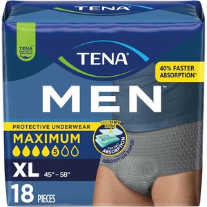 Tena Men Protective Underwear for Men, Maximum Absorbency, Better Fit, Adult Diaper, XLarge, 18 Count