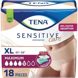 Tena Sensitive Care Underwear for Women Maximum, Adult Diaper, Postpartum and Bladder Leakage, XL, 18 Count, Better Fit